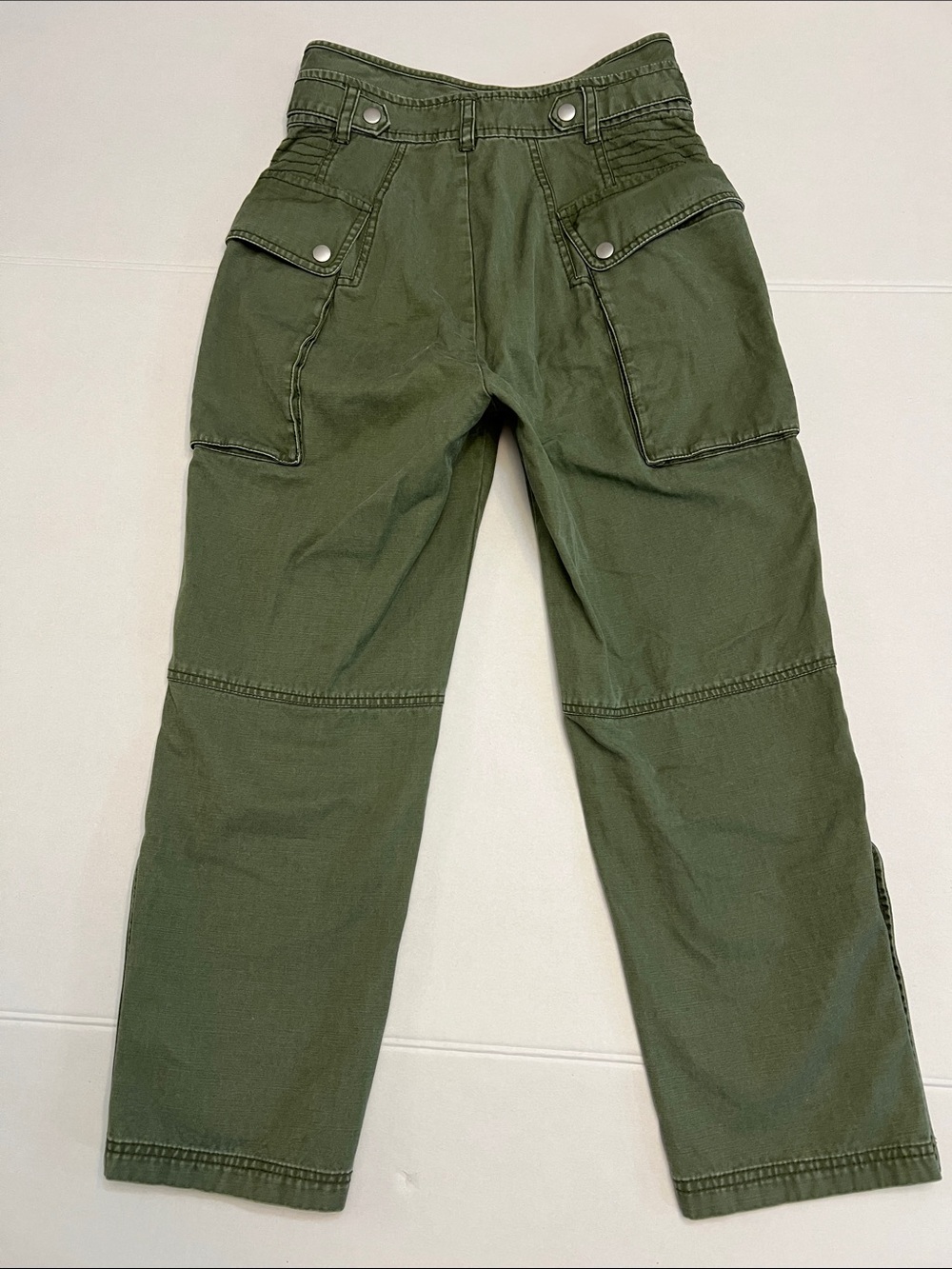 MARISSA WEBB UTILITY CARGO PANTS GREEN HIGH WAISTED 100% COTTON SIZE 4 WOMENS - Picture 4 of 16